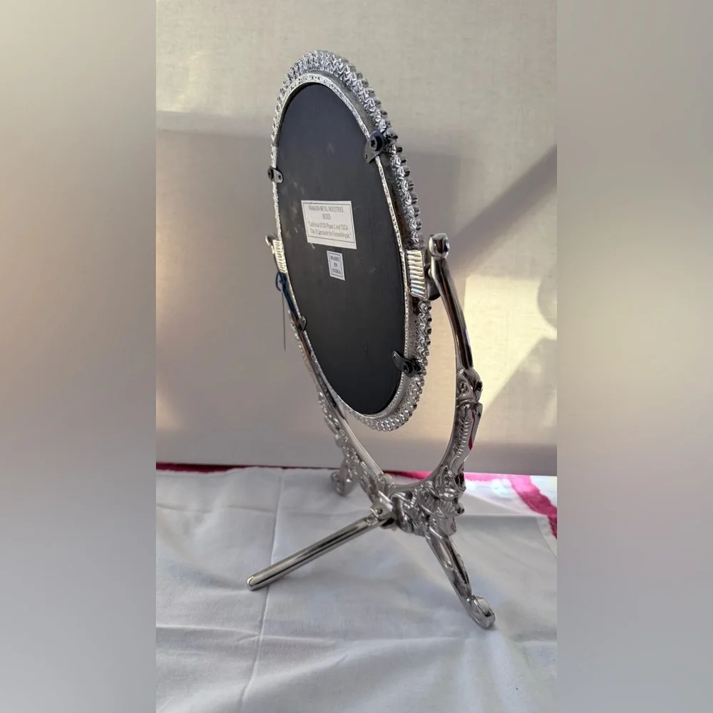 Elegant Silver Oval Vanity Mirror brass adjustable